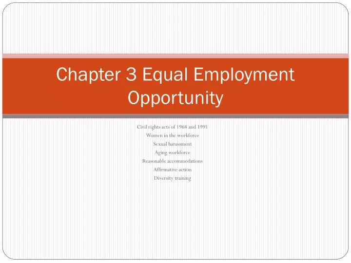 chapter 3 equal employment opportunity