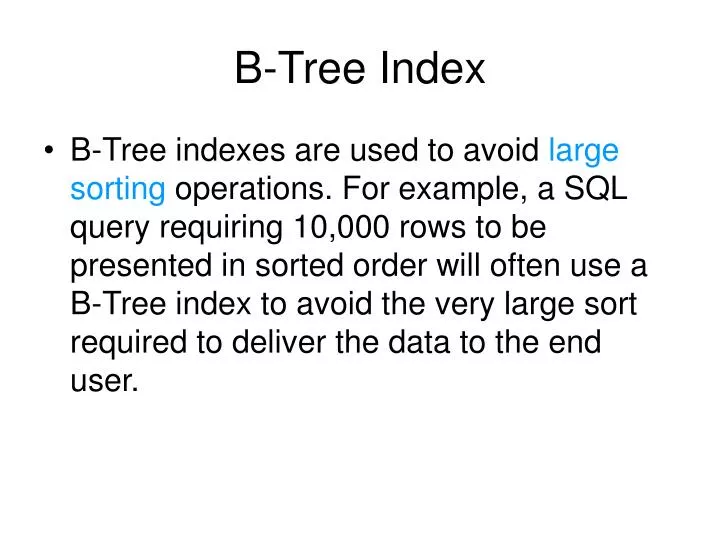 b tree index