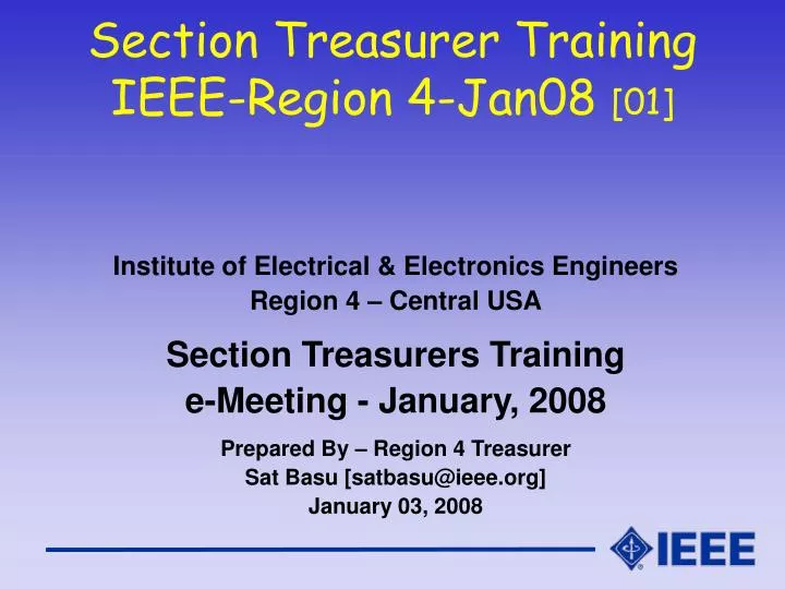section treasurer training ieee region 4 jan08 01