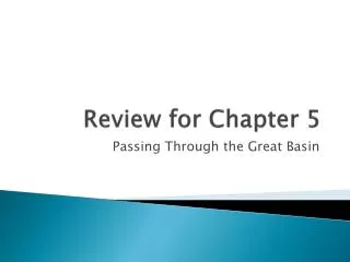 Review for Chapter 5