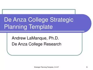 De Anza College Strategic Planning Template