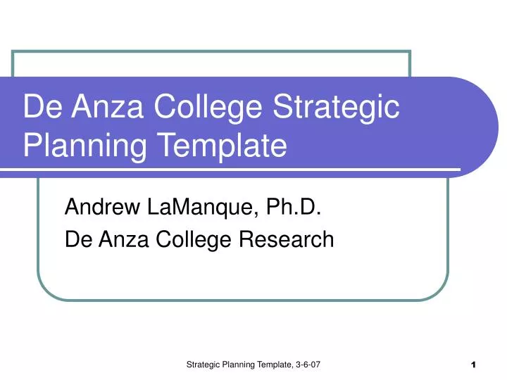de anza college strategic planning template