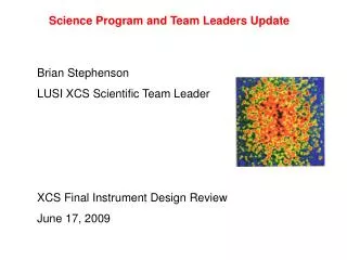 Science Program and Team Leaders Update