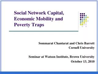 Social Network Capital, Economic Mobility and Poverty Traps