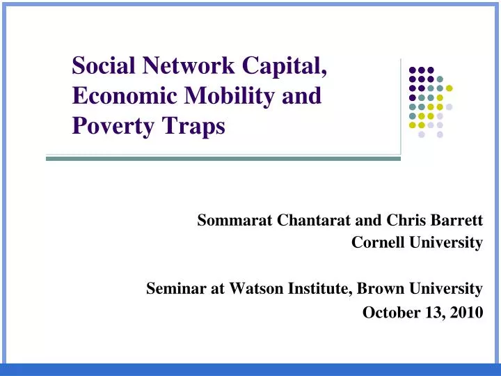 social network capital economic mobility and poverty traps