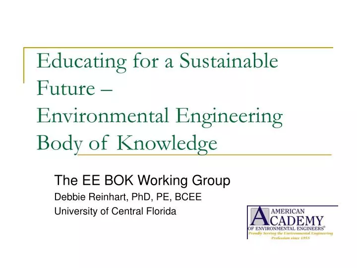 educating for a sustainable future environmental engineering body of knowledge