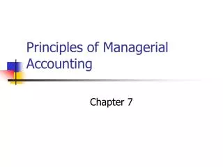 Principles of Managerial Accounting