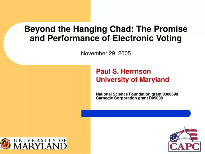 beyond the hanging chad the promise and performance of electronic voting november 29 2005
