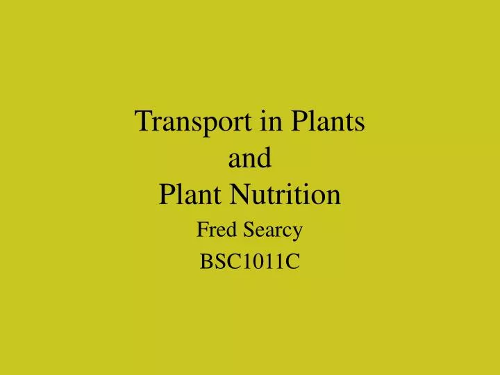 transport in plants and plant nutrition
