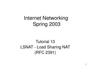 Internet Networking Spring 2003