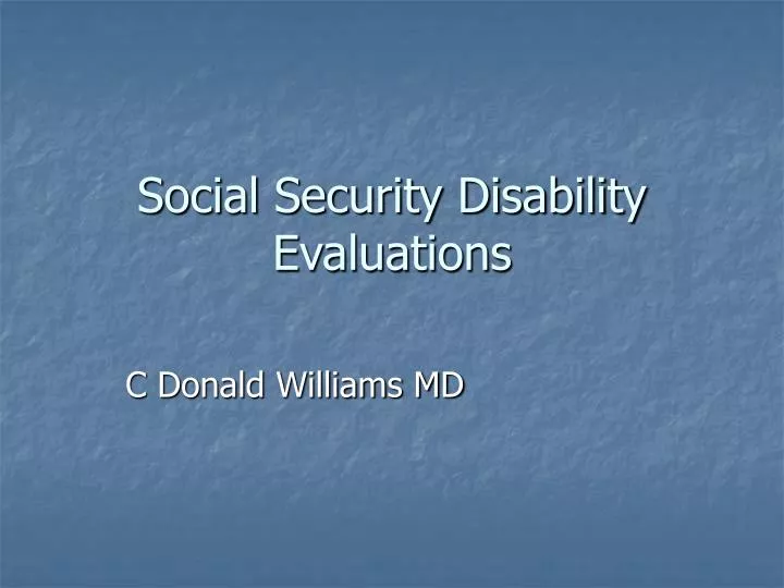 social security disability evaluations