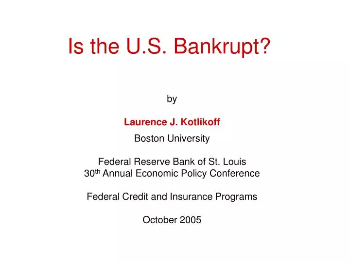 is the u s bankrupt