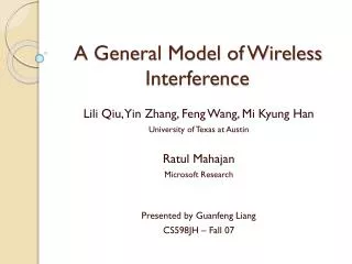 A General Model of Wireless Interference