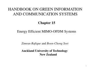 HANDBOOK ON GREEN INFORMATION AND COMMUNICATION SYSTEMS