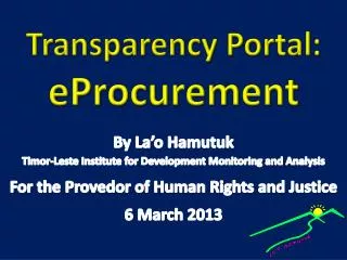 Transparency Portal: eProcurement