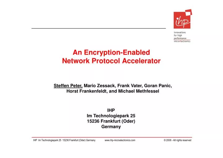 an encryption enabled network protocol accelerator