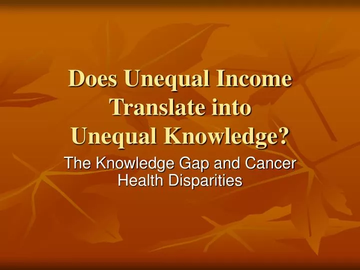 does unequal income translate into unequal knowledge
