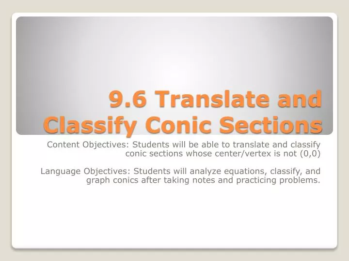 9 6 translate and classify conic sections