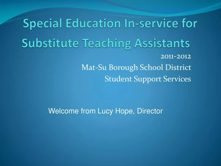 special education in service for substitute teaching assistants