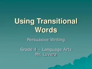 Using Transitional Words