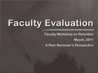 Faculty Evaluation