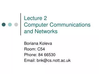 Lecture 2 Computer Communications and Networks