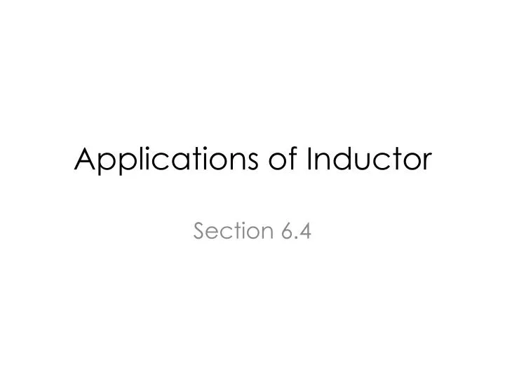applications of inductor