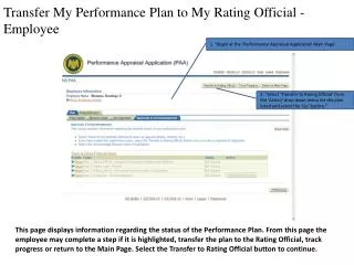 Transfer My Performance Plan to My Rating Official - Employee