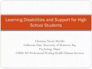 Learning Disabilities and Support for High School Students