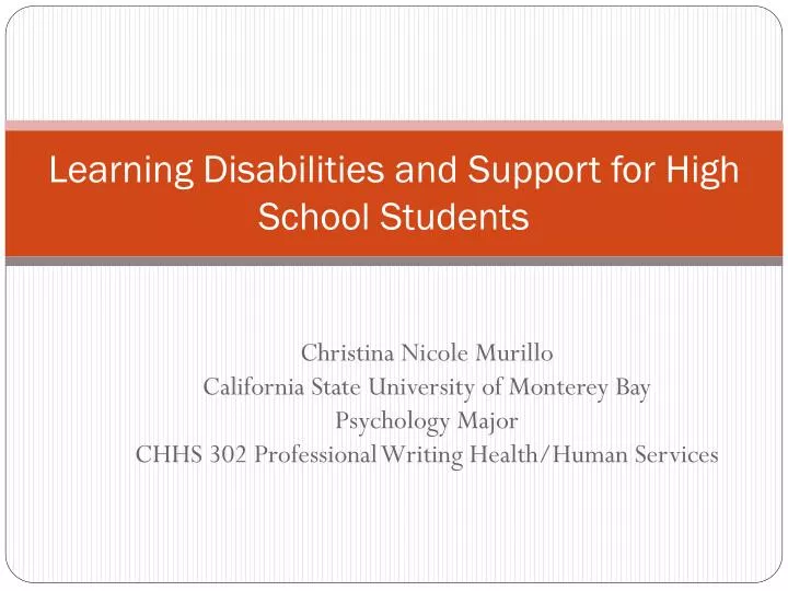 learning disabilities and support for high school students