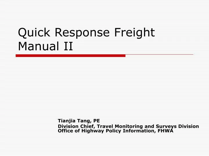 quick response freight manual ii
