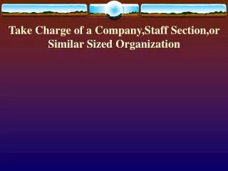 Take Charge of a Company,Staff Section,or Similar Sized Organization