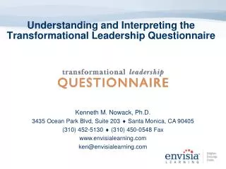 Understanding and Interpreting the Transformational Leadership Questionnaire