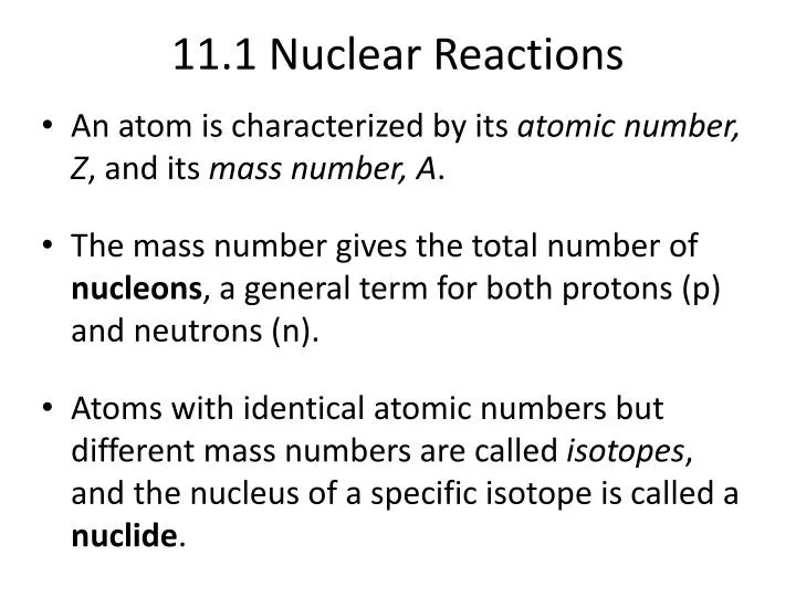 11 1 nuclear reactions
