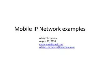 Mobile IP Network examples