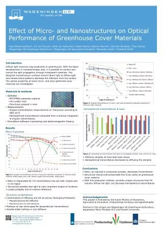 Effect of Micro- and Nanostructures on Optical P erformance of Greenhouse Cover Materials