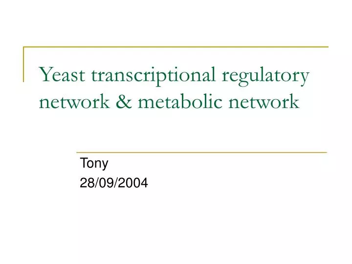 yeast transcriptional regulatory network metabolic network