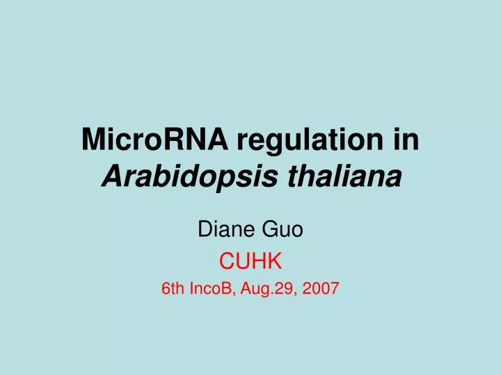 microrna regulation in arabidopsis thaliana