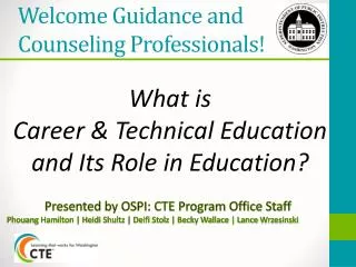 Welcome Guidance and Counseling Professionals!