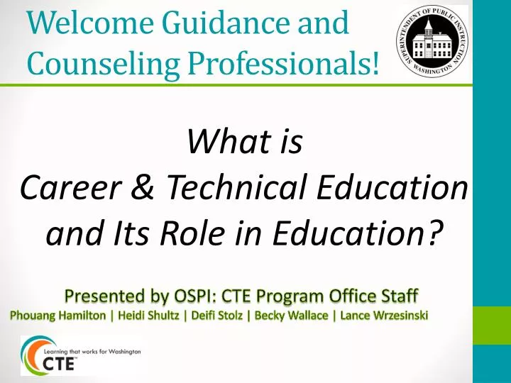 welcome guidance and counseling professionals