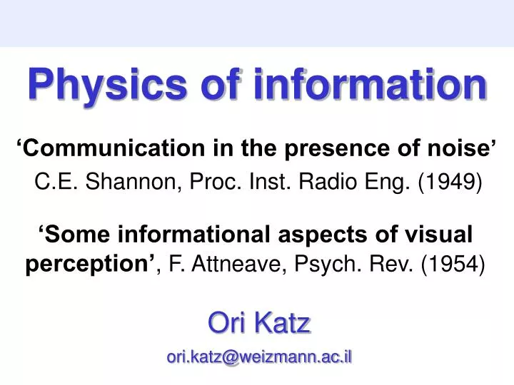 physics of information
