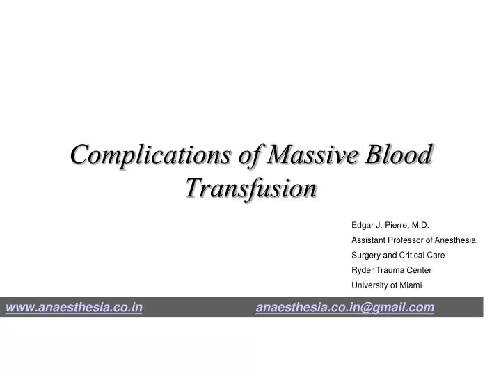 complications of massive blood transfusion