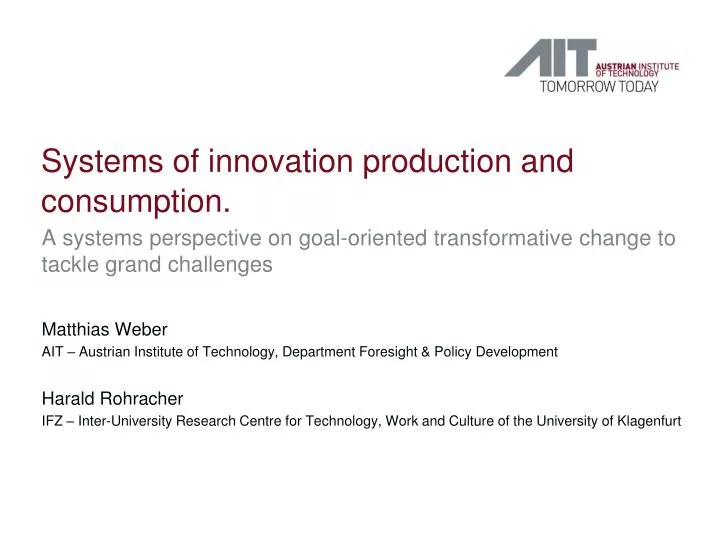 systems of innovation production and consumption