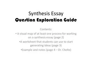 Synthesis Essay Question Exploration Guide