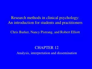 CHAPTER 12 Analysis, interpretation and dissemination