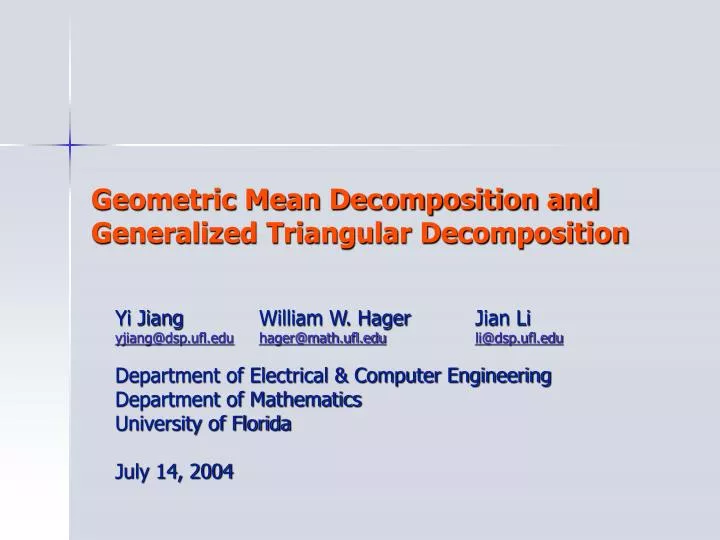 geometric mean decomposition and generalized triangular decomposition