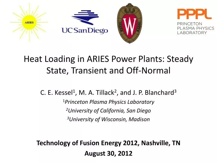 heat loading in aries power plants steady state transient and off normal