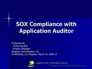 SOX Compliance with Application Auditor