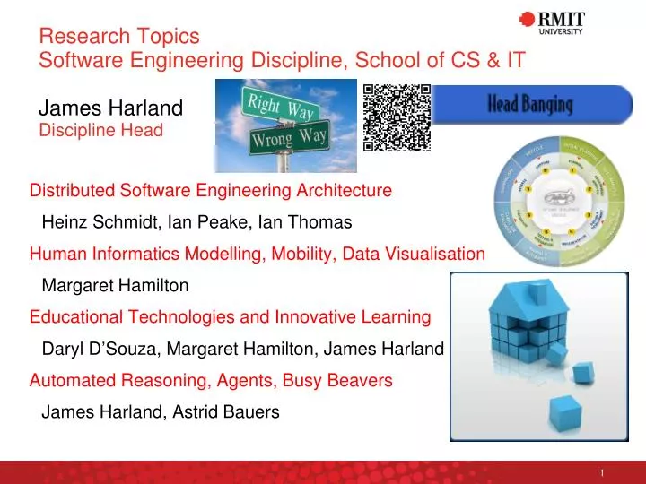 research topics software engineering discipline school of cs it james harland discipline head