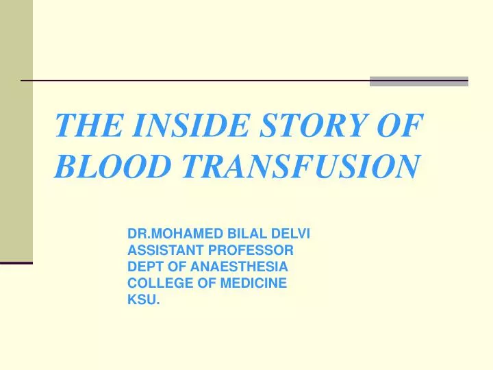 the inside story of blood transfusion